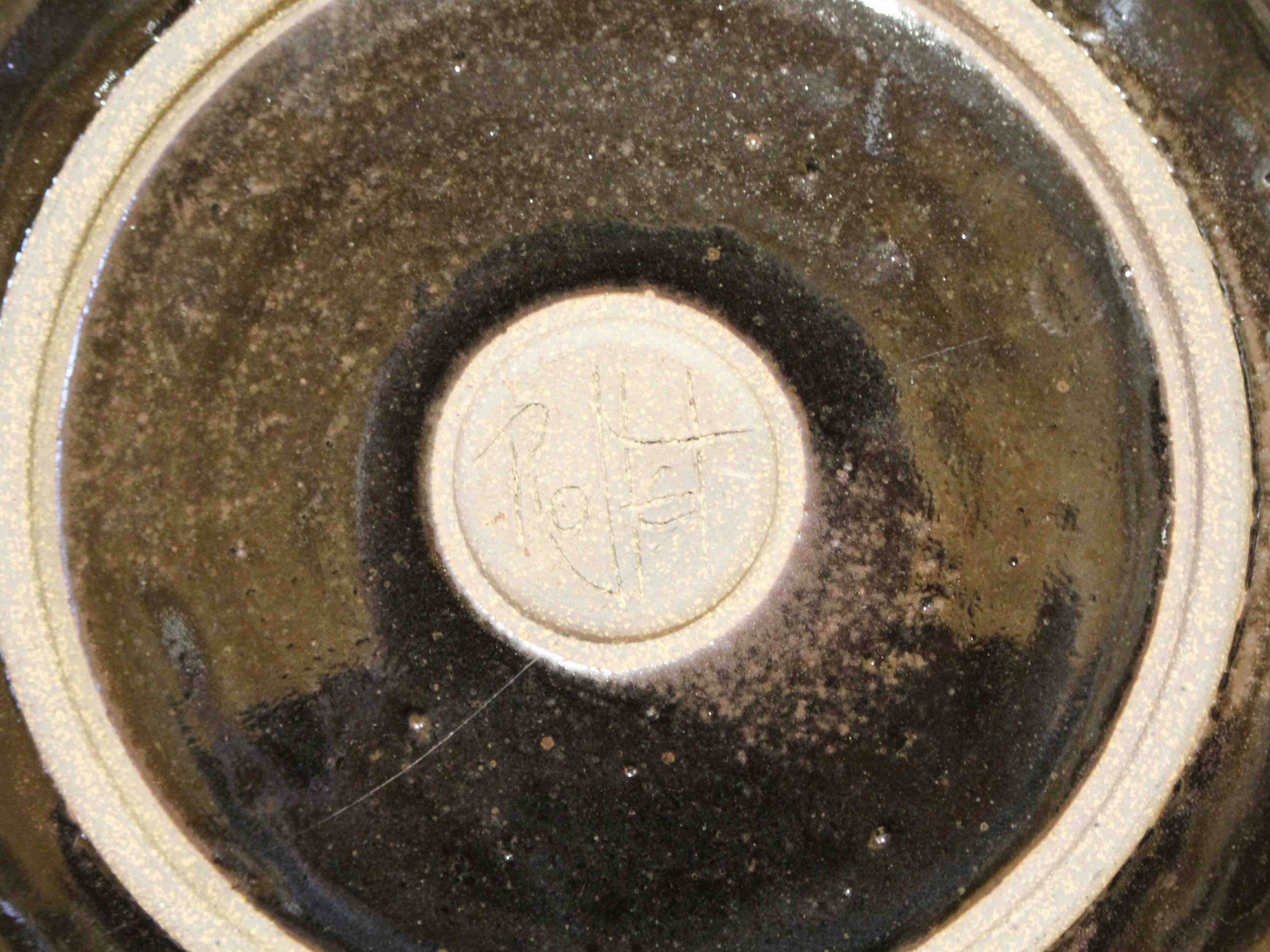 Decorative glazed stoneware plate by Patrick Rollet