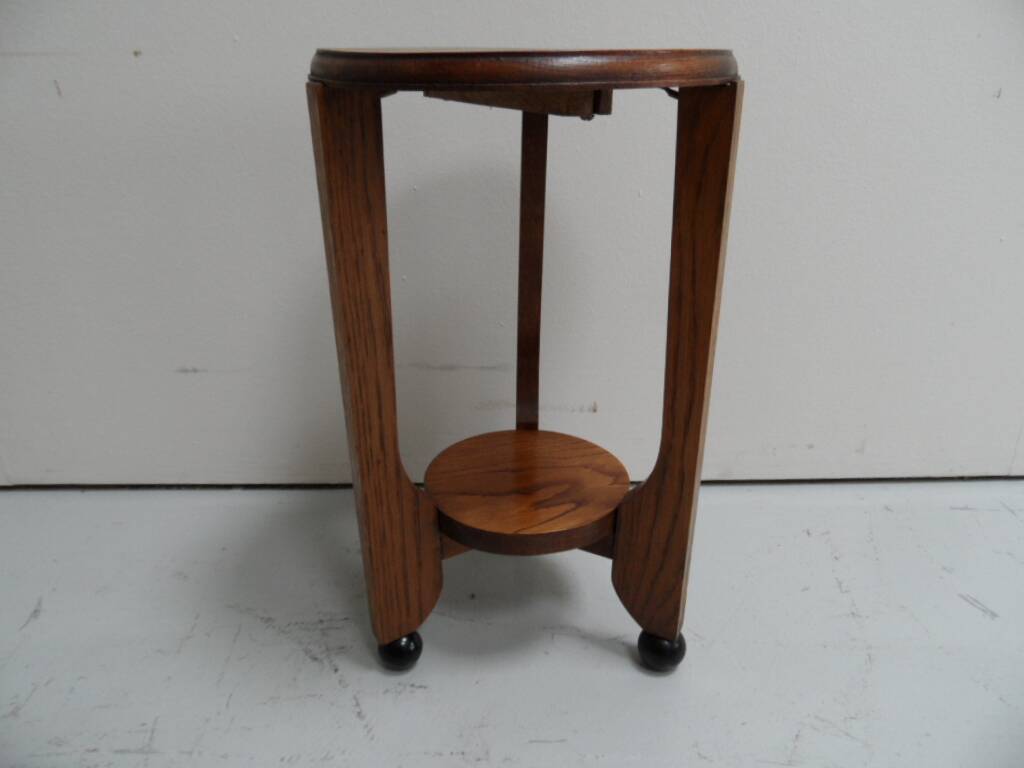 Art Deco oak round sidetable