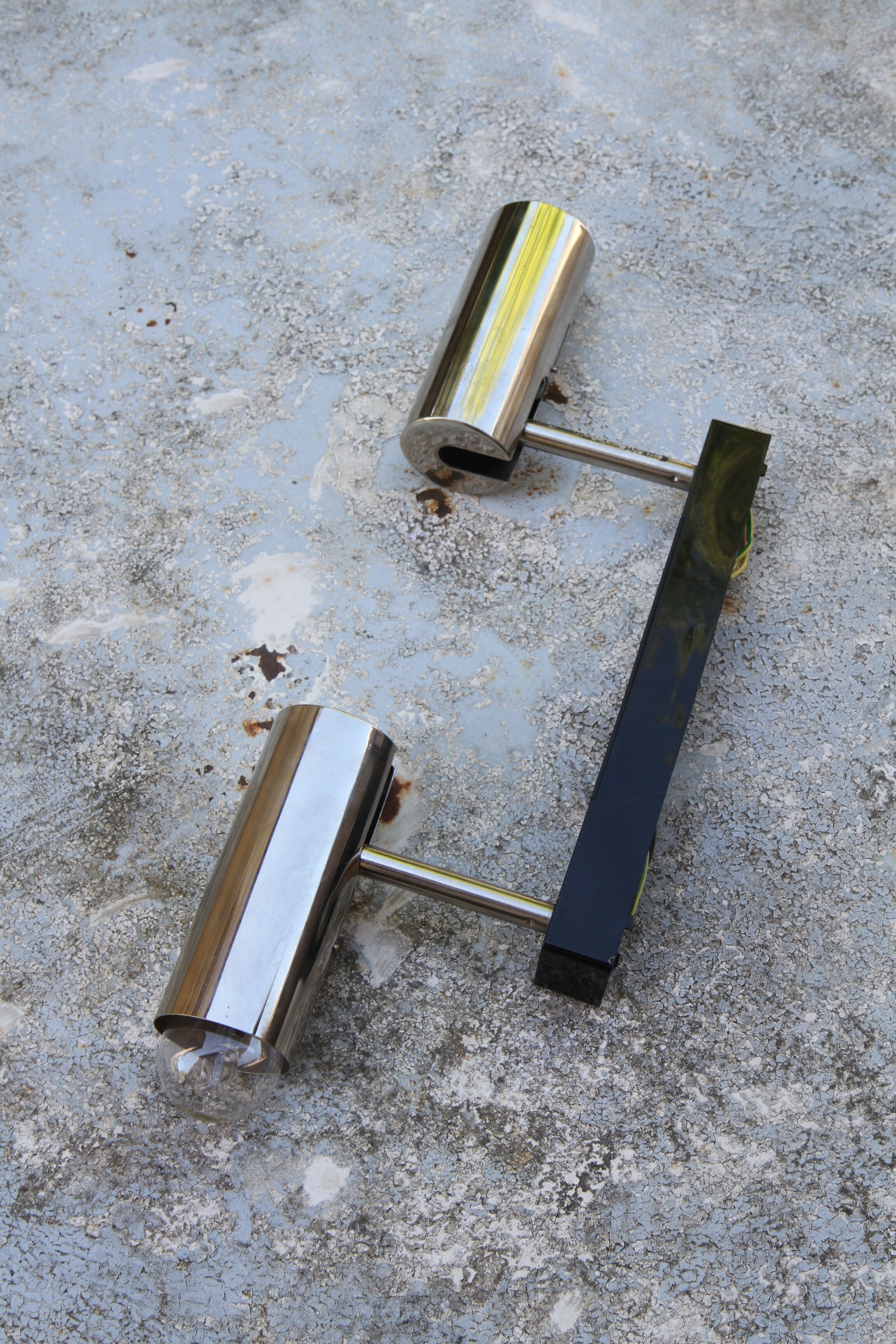 Wall sconce with two chrome lights from the 70s