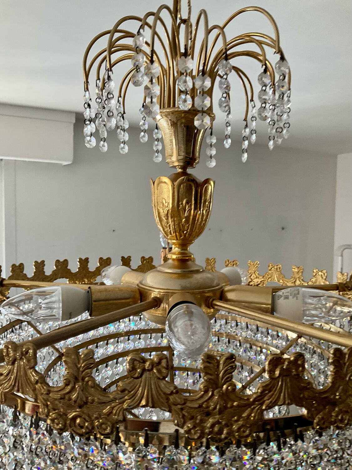 Waterfall chandelier with crystal tassels