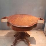 Guéridon, table violon Napoléon III en noyer