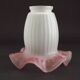 Set of 3 White Opaque Glass Shades With Ribbed Detail Pink Frilled Edge