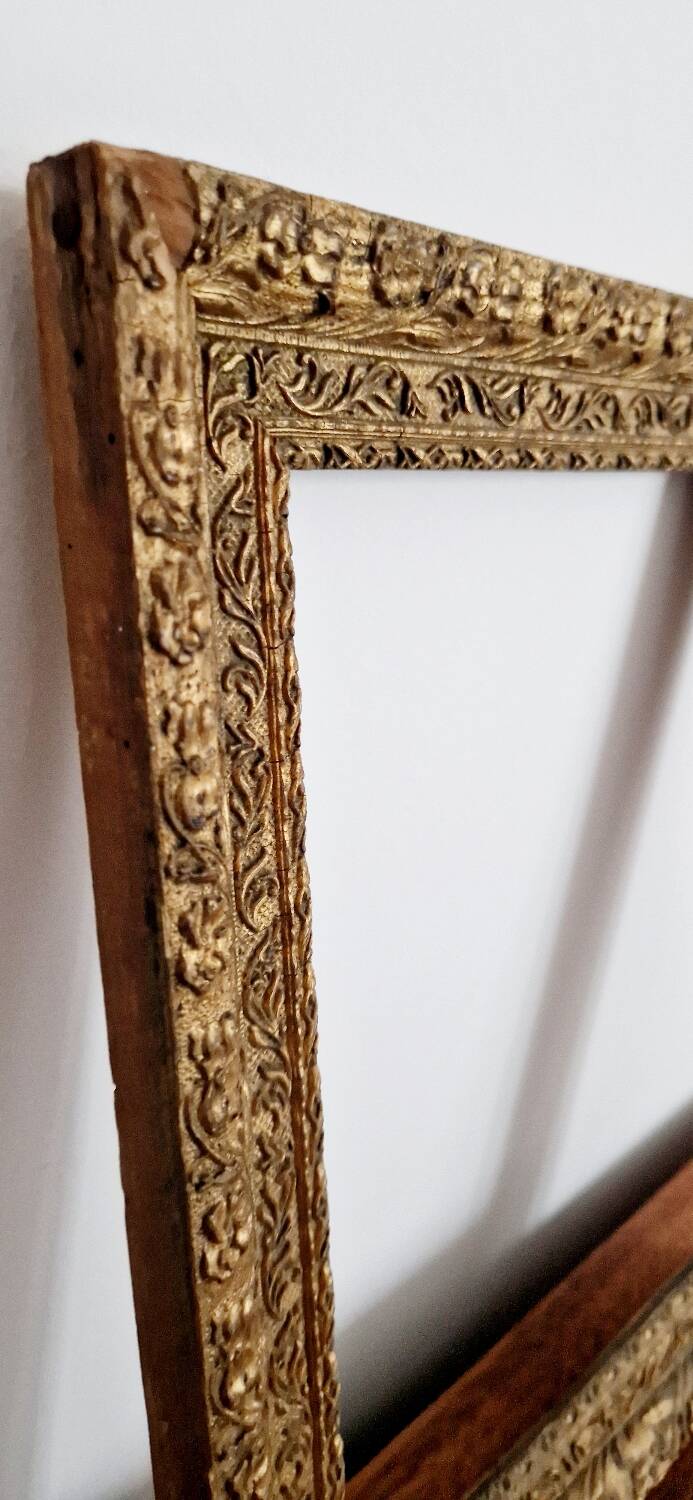 Italian-style frame in wood and gilded stucco, 19th century