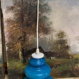 Vintage blue opaline pendant lamp
