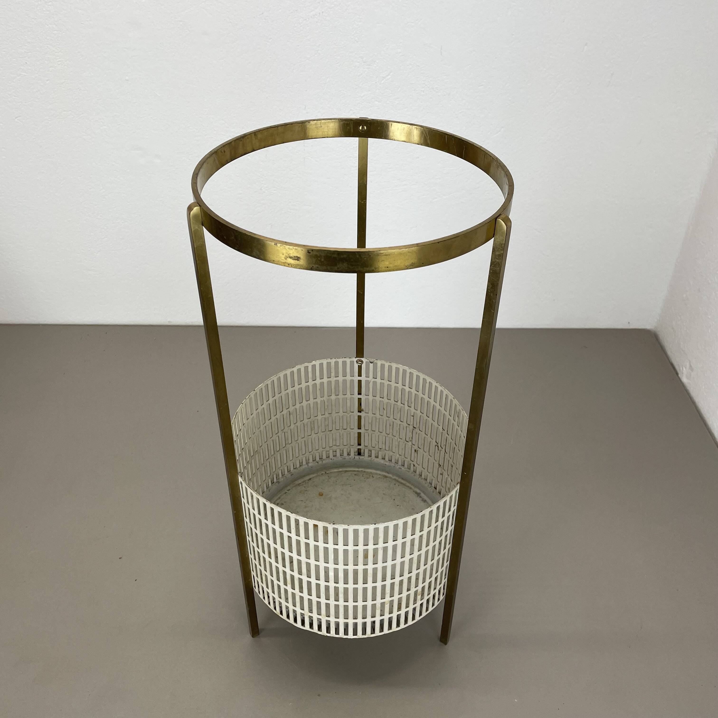 Midcentury Brass Mategot Style Hollywood Regency Umbrella Stand, France 50s