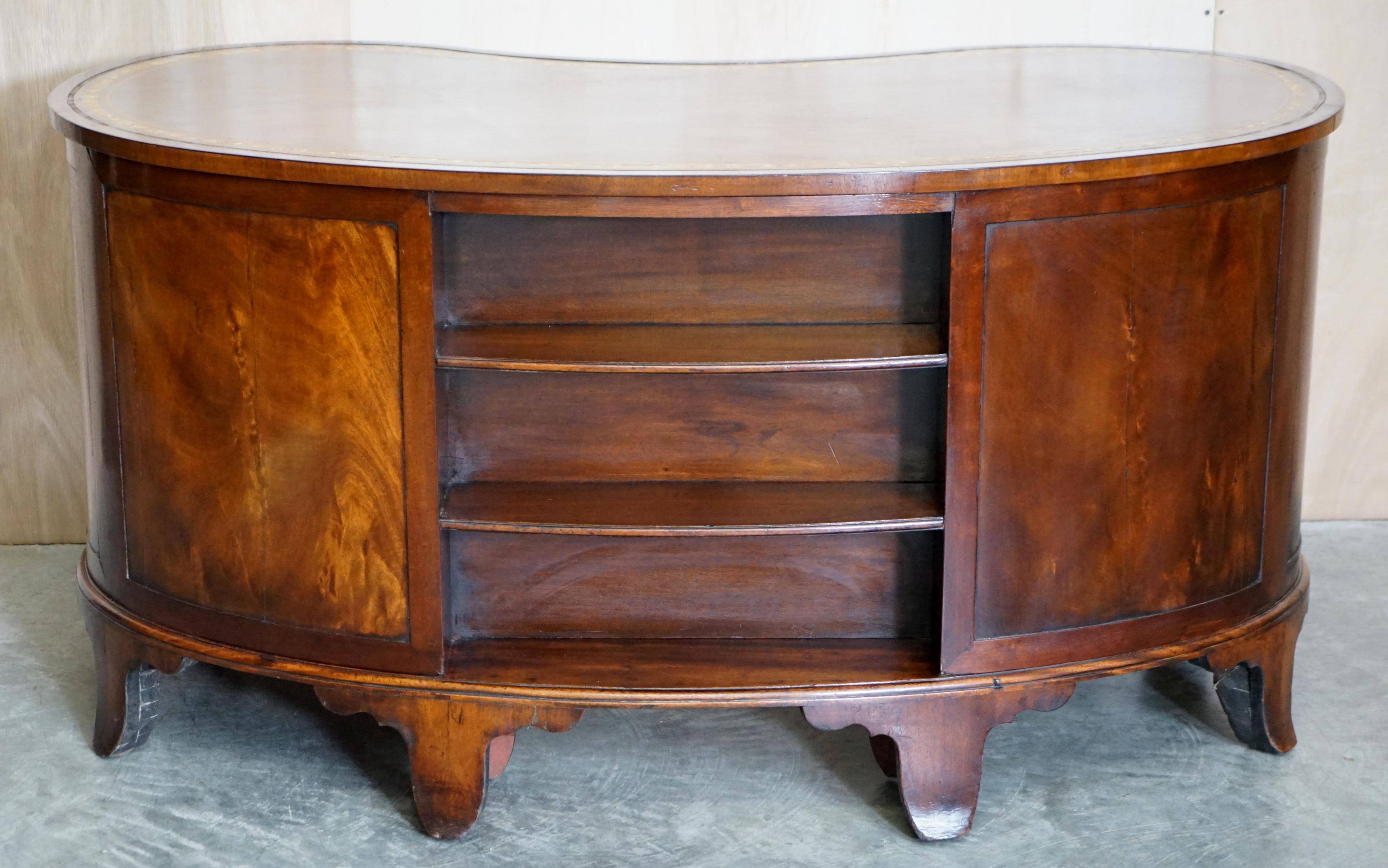 Victorian desk with leather top, restored.