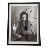 Fashion photography, black and white portrait, framed under glass, 32 x 41 cm