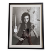 Photographie de mode, portrait en noir et blanc, encadré sous verre, 32 x 41 cm