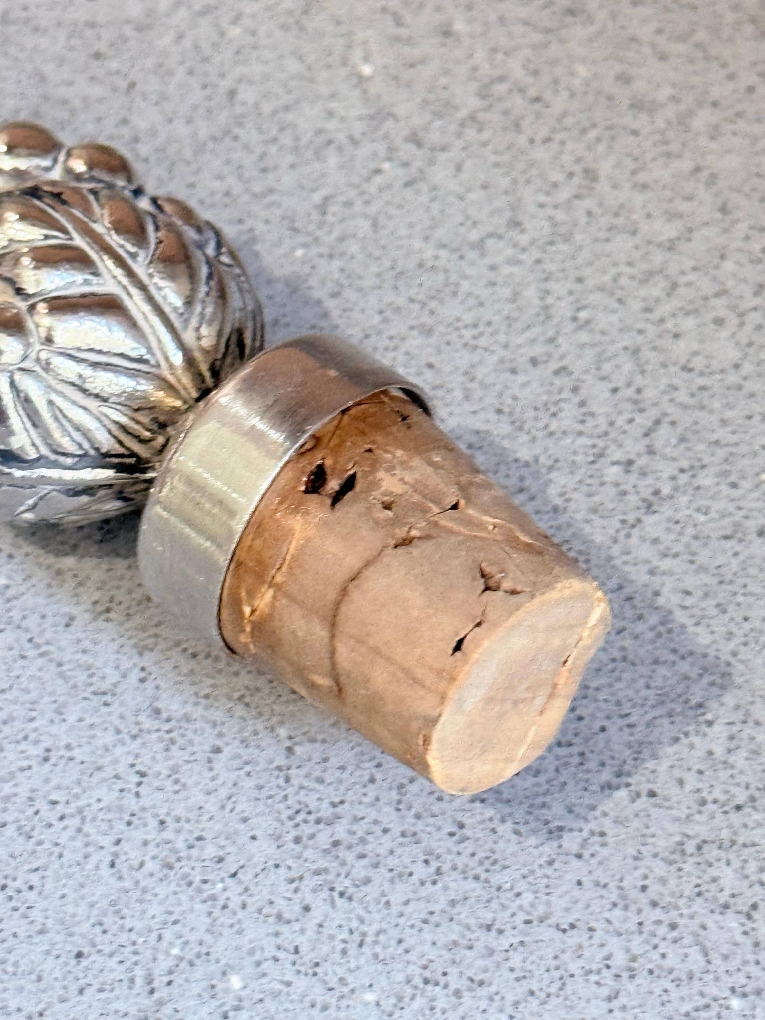 Vintage Sterling Silver Pinecone Wine Bottle Stopper Luxury Barware Accent Home