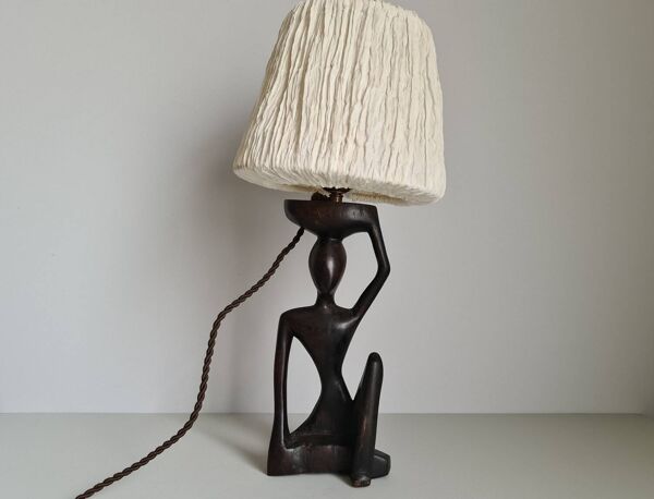 Lampe en ébène femme assise / années 30