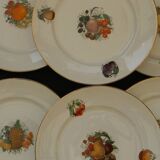 6 flat plates in orchies earthenware. fruit design.