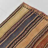 5x9 Kilim Colorful Striped Wool Kilim Rug, 152x271Cm