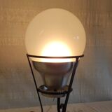 Tripod table lamp in metal, aluminum and blown glass - mid-20th century