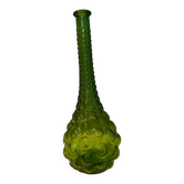 Vase soliflore " Génie Bottle" à bulles en verre vert Empoli