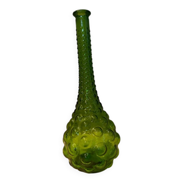 "Genie Bottle" bubble vase in green glass Empoli