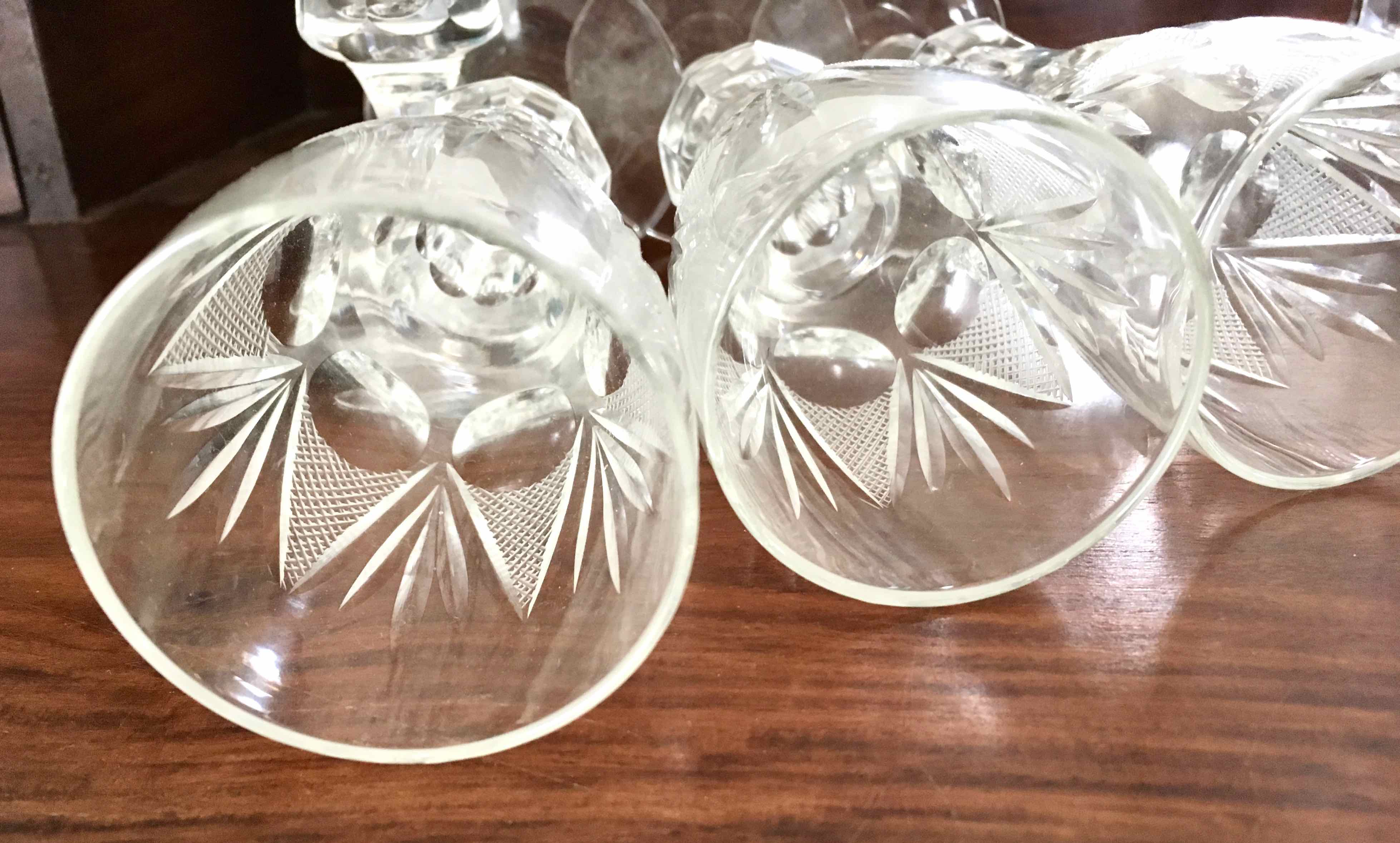 10 Bohemian flutes cut crystal