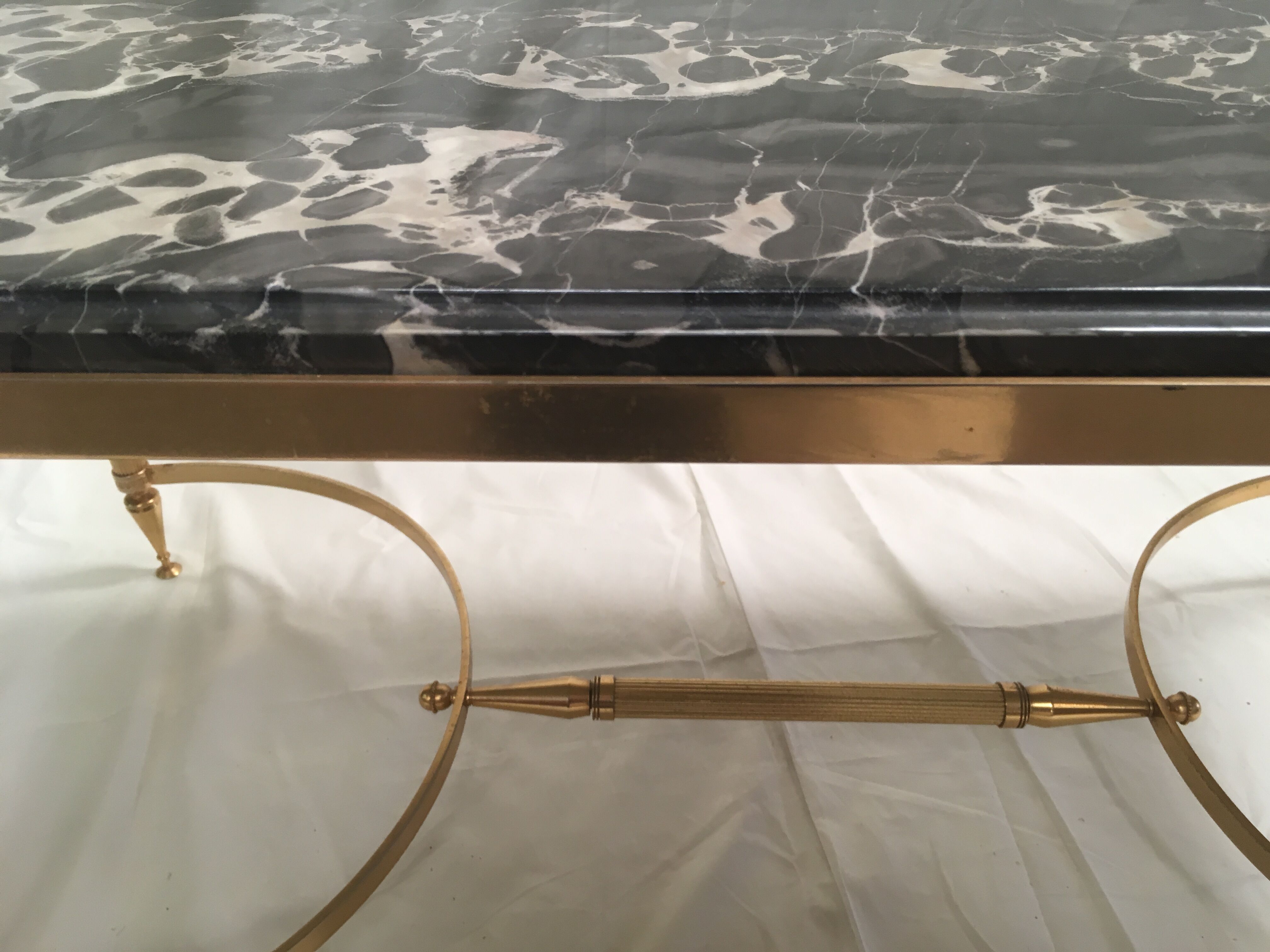 Brass coffee table and marble neoclassical