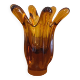 Vase en verre ambré
