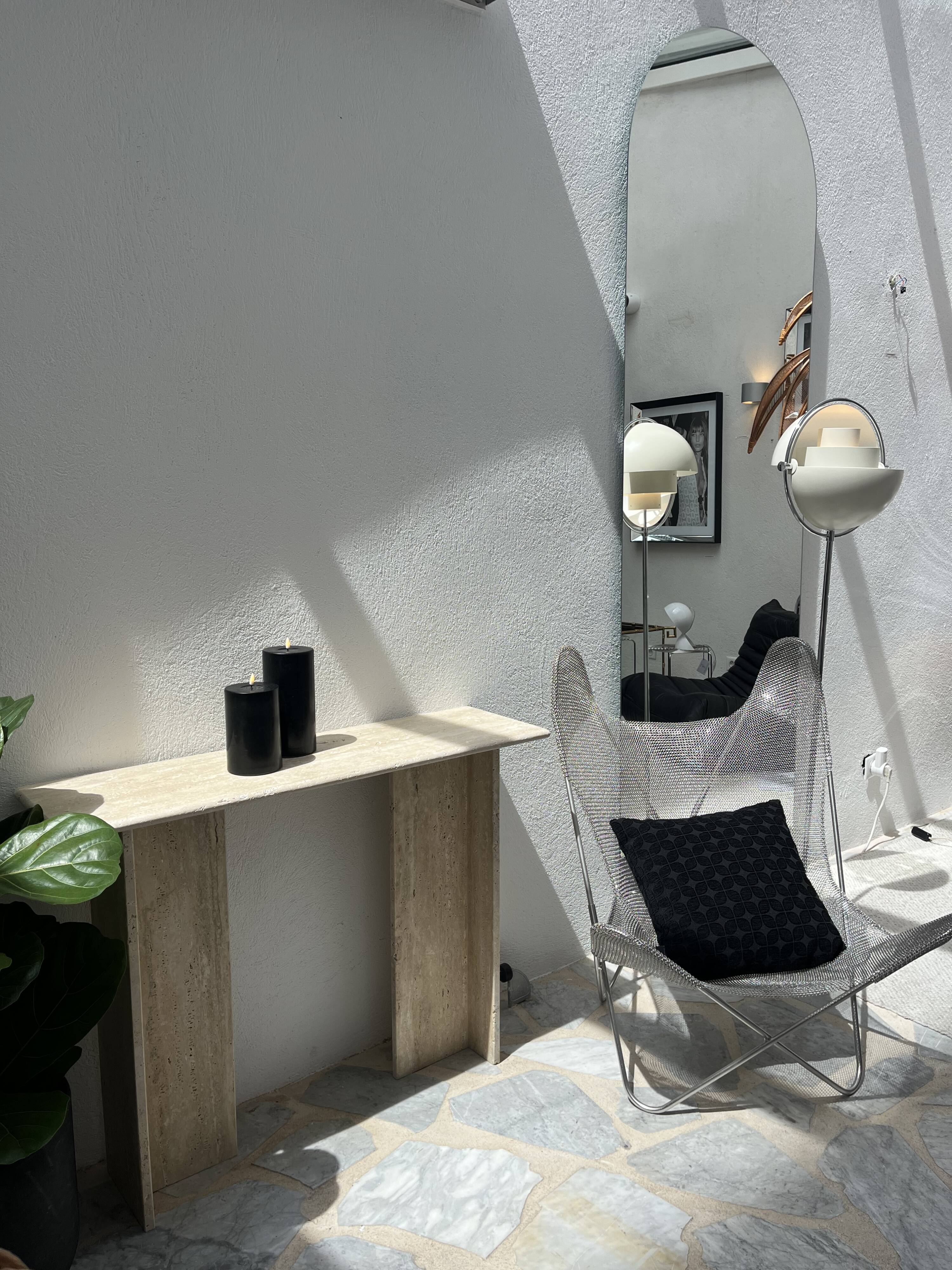 Polished travertine console vintage style design raw travertine console