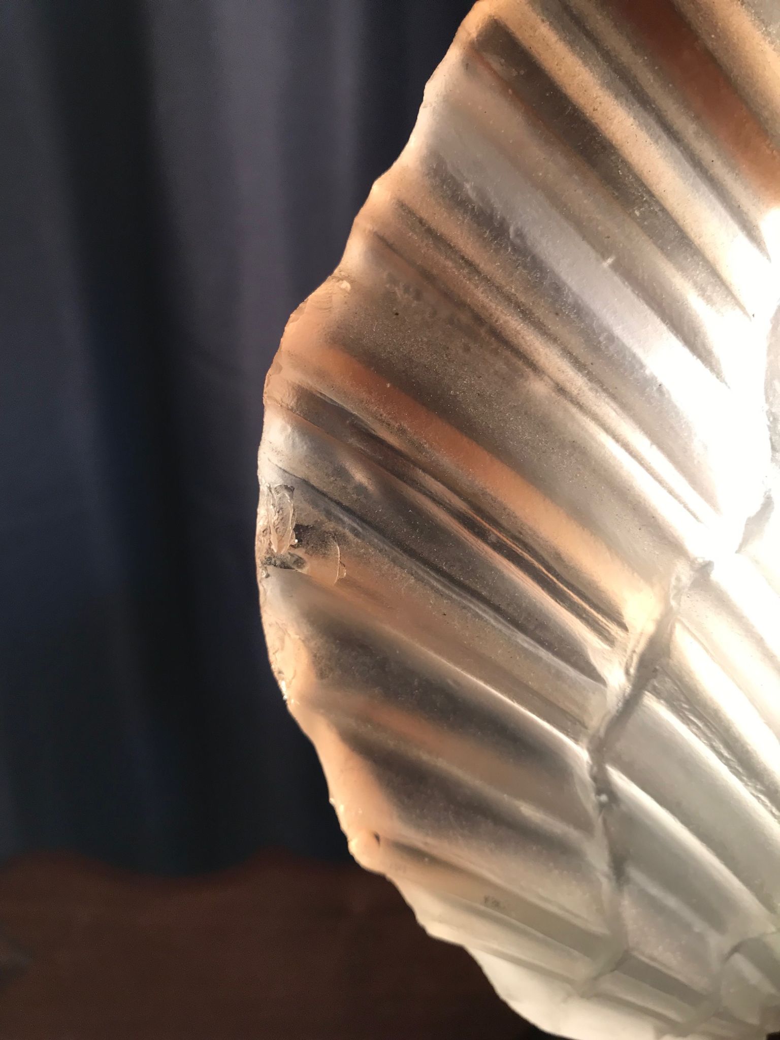 Shell lamp in gilded brass and molded glass 70s