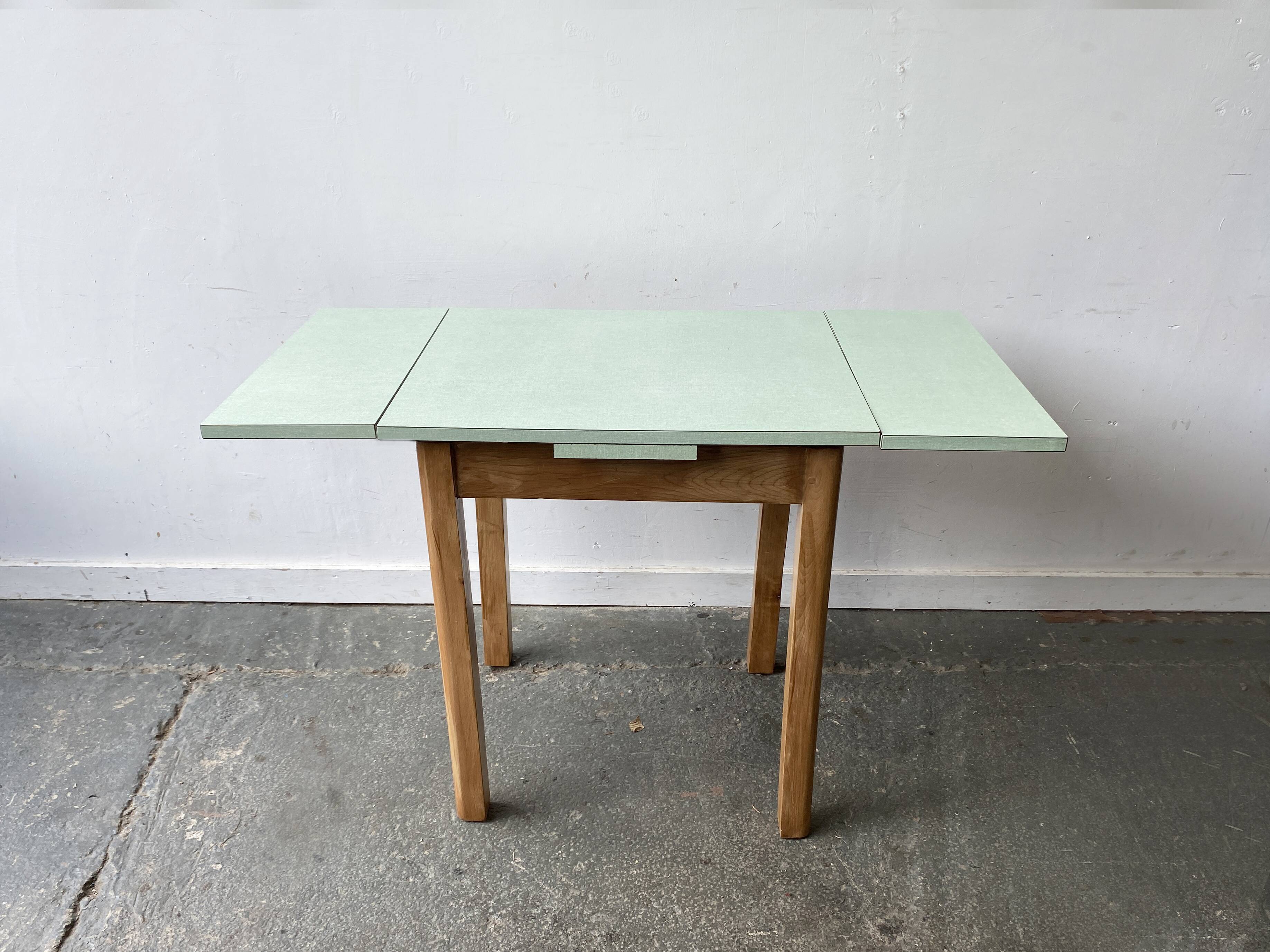 Mid-Century Vintage Draw-Leaf Kitchen Dining Table with Formica Top