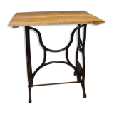 Old cast iron industrial console table and oak top