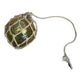 Boule Ancienne Flotteur Pêcheur Marine Verre + Filet Corde Vintage