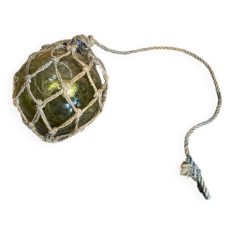 Old Fishing Floater Marine Glass + Vintage Net Rope