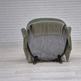 Fauteuil danois des années 1970, état d'origine, tissu d'ameublement velours, pieds en hêtre.