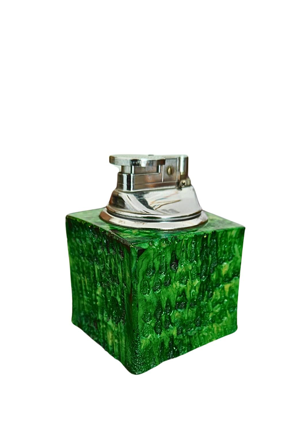 Vintage Green Alabaster Romano Bianchi Table Lighter