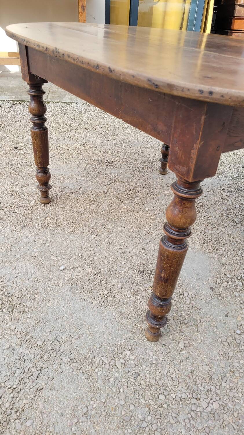 Oval Burgundy Farm Table in solid oak 19th