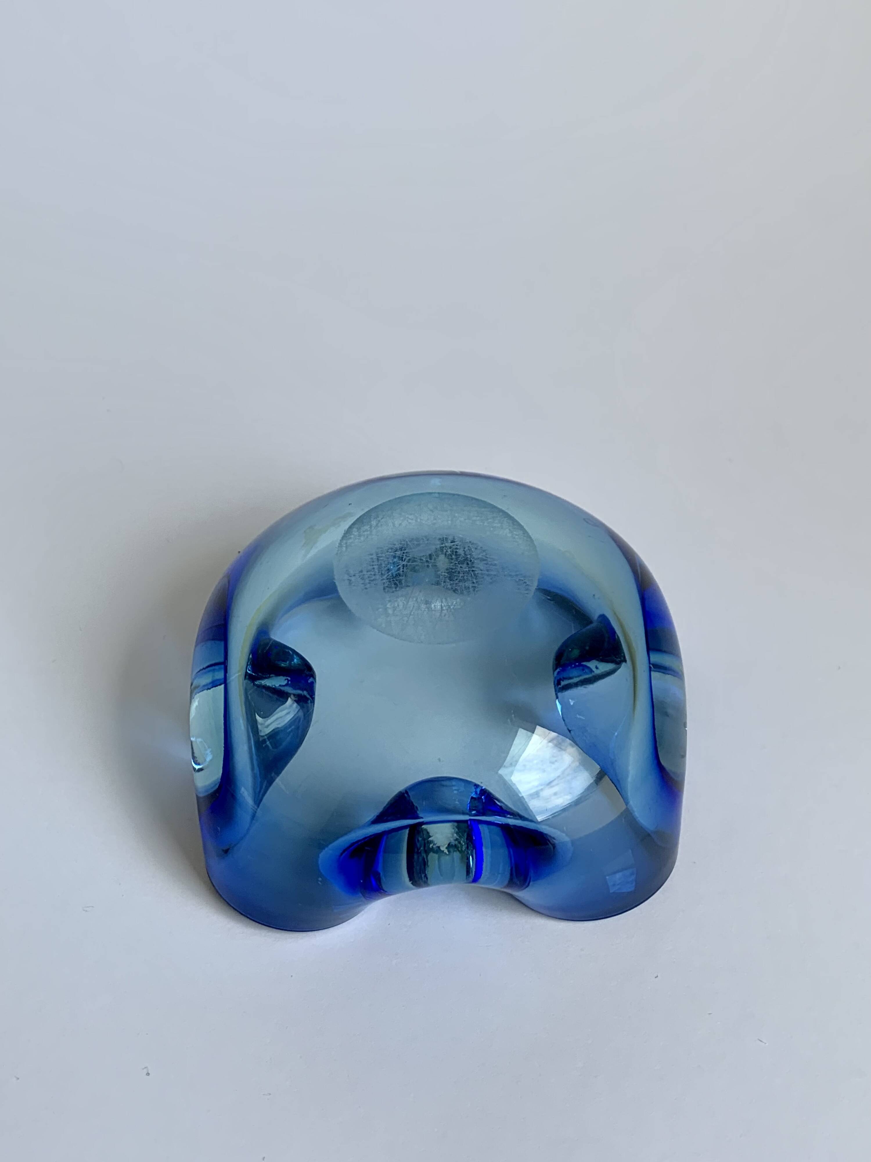 Murano Glass Bowl in Deep Blue and Mint Green