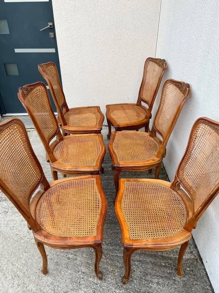 Set of 6 Cane Chairs in Louis XV style