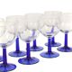 Set of Arcoroc Wine Glasses Cobalt Blue Base France 1980s