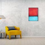 Red and Blue original minimalist abstract modern painting on stretched canv
