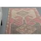 1970s Vintage Turkish Handmade Wool & Cotton Pink Runner Rug 100x339
