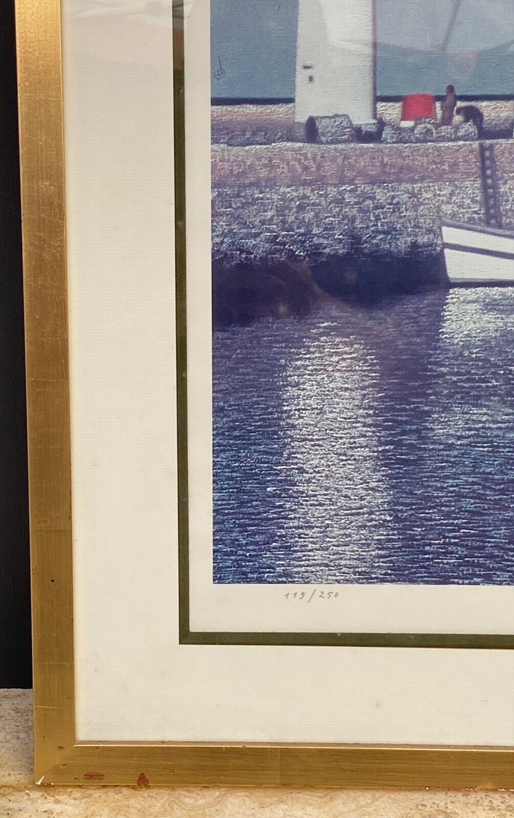 Countersigned lithograph couliou jean yves port de sauzon a belle ile
