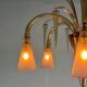 Venetian chandelier in beige/gray murano glass bordered with a red net