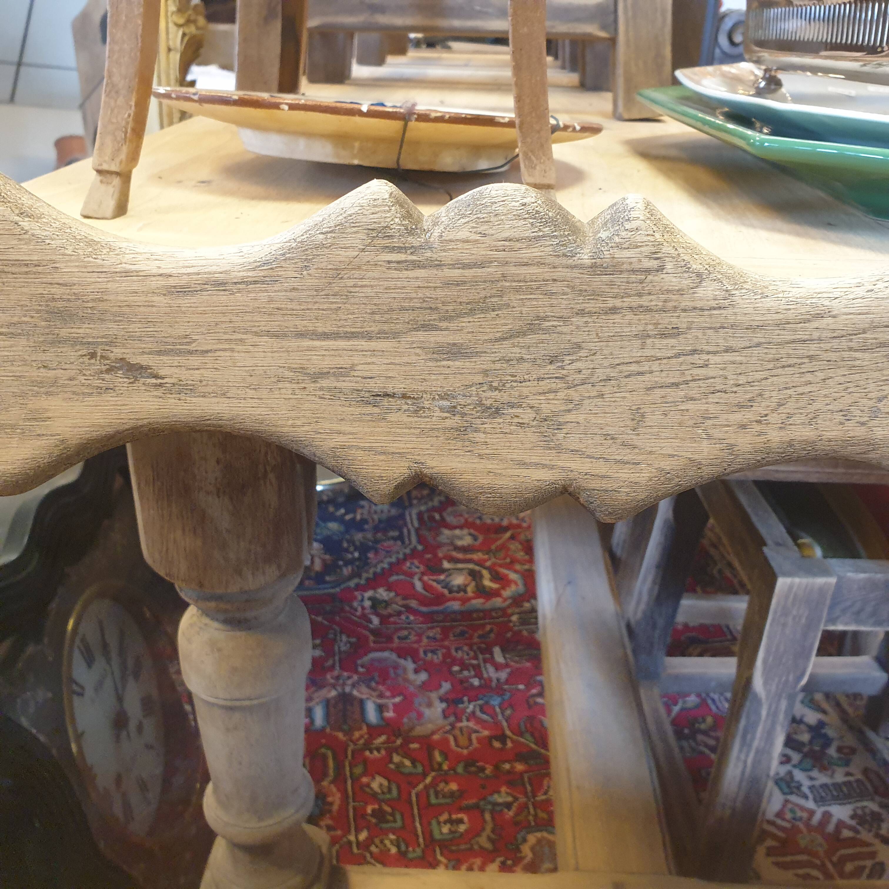 Vintage storage bench in natural wood