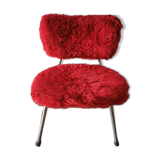 Small Pelfran children's chair in red fur, 1960-1970