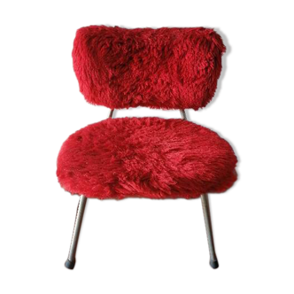 Small Pelfran children's chair in red fur, 1960-1970