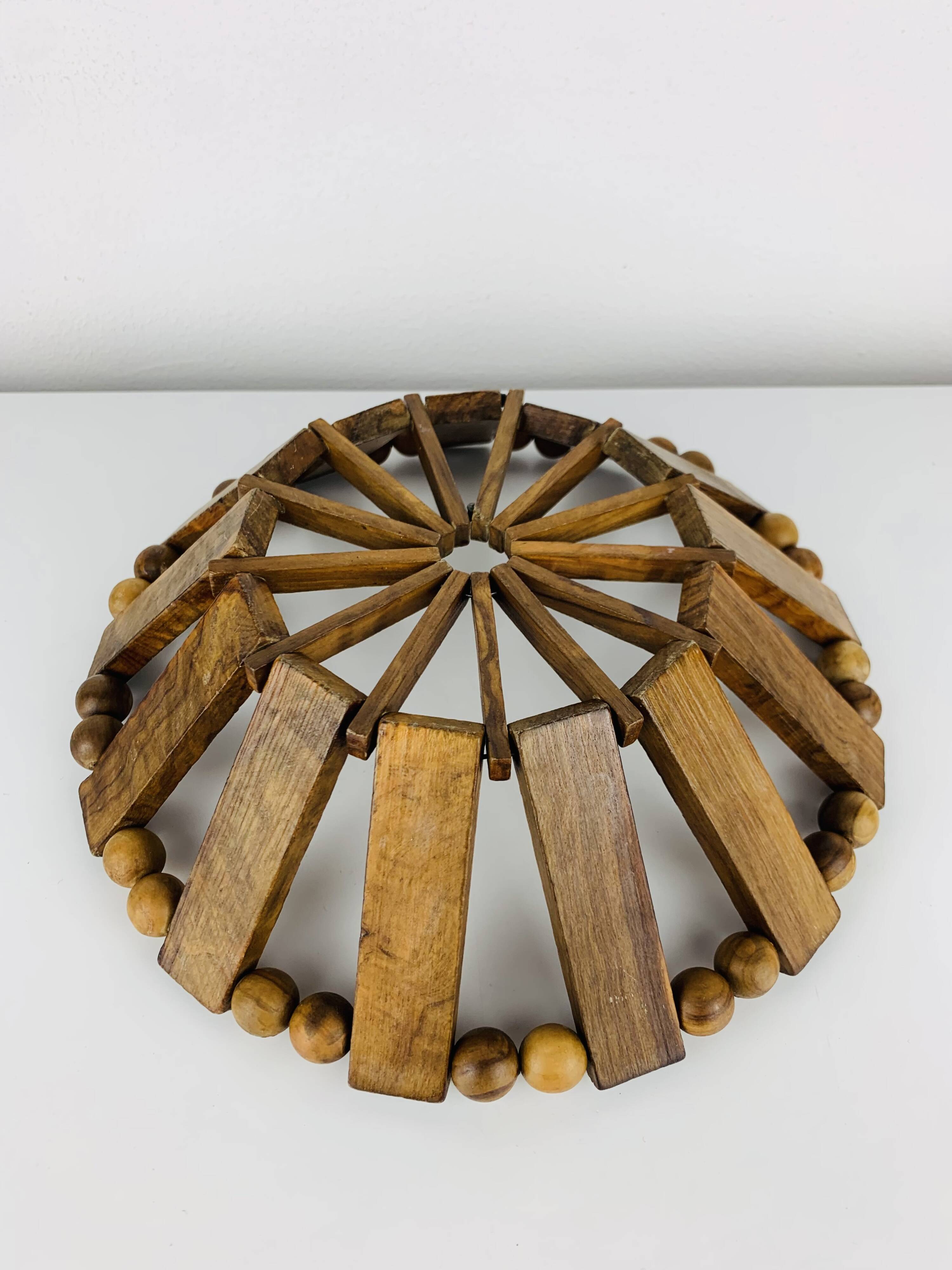 Vintage olive wood fruit bowl, 1960s