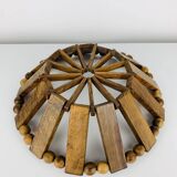 Vintage olive wood fruit bowl, 1960s