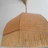 Bohemian hanging lamp cannage and vintage fringes