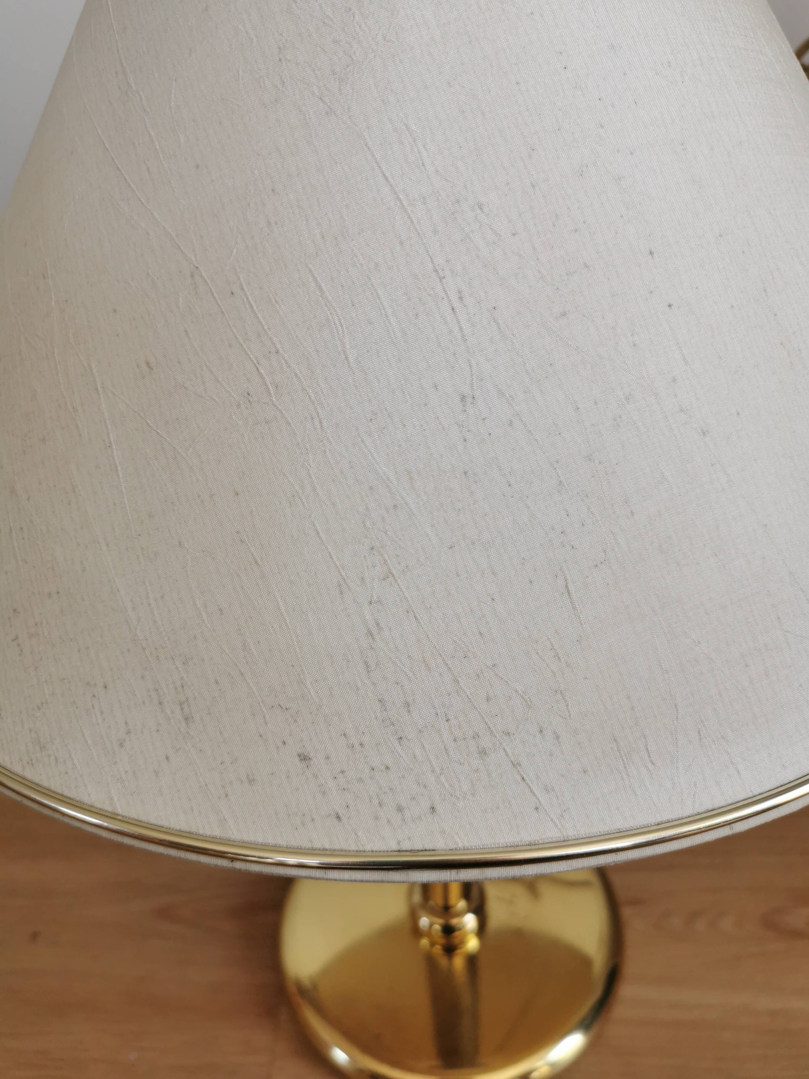 Vintage Brass Table Lamp with Fabric Shade, Mid-Century Bedside Light