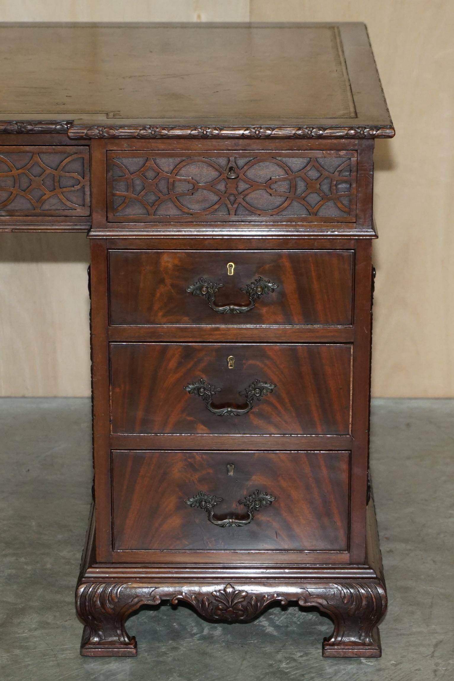 Thomas Chippendale Revival desk with a leather top