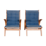 Paire de fauteuils bleus conçus par Jan Vaněk dans les années 1950. Ash.
