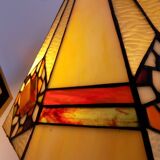 Tiffany art deco bronze lamp and stained glass