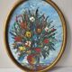 Oil painting on panel of a bouquet of colourful flowers in a vase, signed Valota.