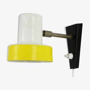 Yellow and white adjustable metal wall light, 1960